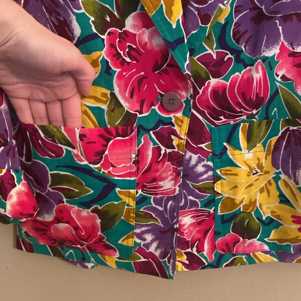 Vintage Christian Dior Floral Colorful Blazer Size 8